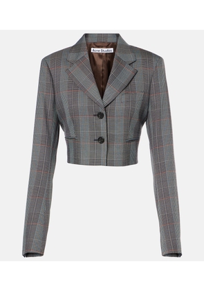 Acne Studios Jaza checked cropped wool-blend blazer