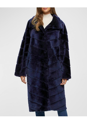 Reversible Chevron Lamb Shearling Coat