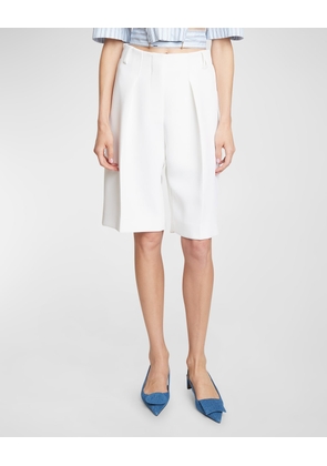 Ovalo High-Rise Pleated Straight-Leg Bermuda Shorts