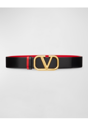 V-Logo Signature Reversible Leather Belt