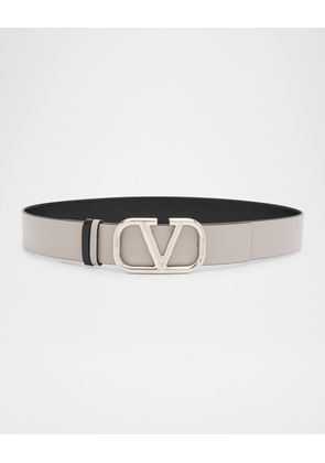 VLOGO Buckle Reversible Leather Belt