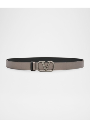 VLOGO Buckle Reversible Leather Belt