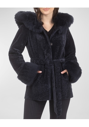 Belted Lamb Shearling Reversible Parka With Merinillo Lamb Shearling Trim