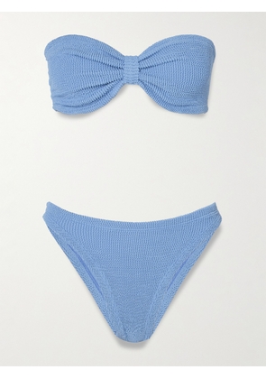 Hunza G - Jean Seersucker Bandeau Bikini - Blue - Beachwear One Size