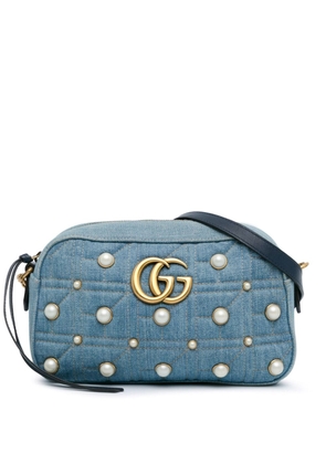 Gucci Pre-Owned 2016-2023 Small GG Marmont Pearl Studded Denim crossbody bag - Blue