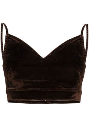 LOEWE V-neck velour cropped top - Brown