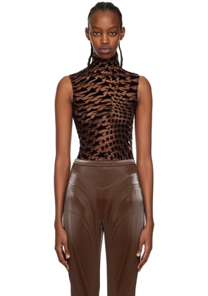 Mugler Brown Star Bodysuit