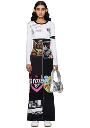 Marine Serre White Regenerated Graphic Patchwork Maxi Dress