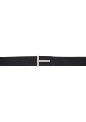 TOM FORD Black Soft Grain Leather Ridge T Reversible Belt