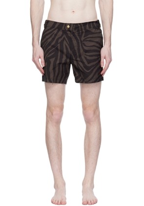 TOM FORD Brown Print Swim Shorts