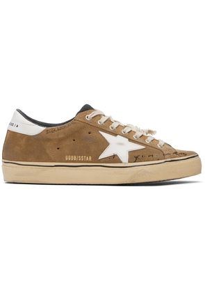 Golden Goose Brown & White Super-Star Sneakers