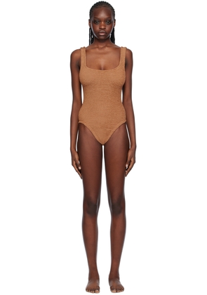 Hunza G Brown Square Neck Swimsuit