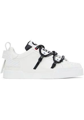 Dolce & Gabbana White Portofino Calfskin Patent Sneakers