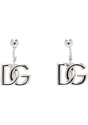 Dolce & Gabbana Silver Logo Pendant Earrings