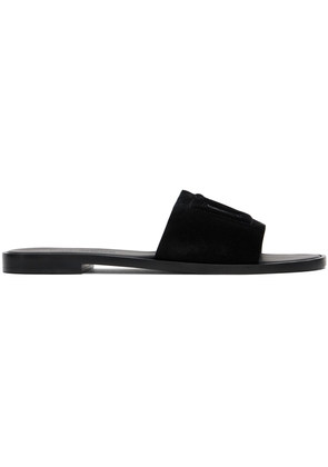 Dolce & Gabbana Black Cutout DG Logo Sandals