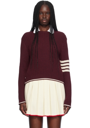 Thom Browne Red 4-Bar Cropped Sweater