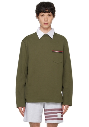 Thom Browne Khaki Oversized RWB Chest Pocket Sweatshirt