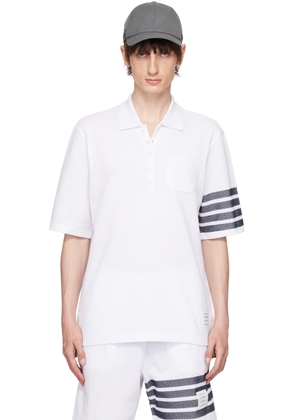 Thom Browne White 4-Bar Polo