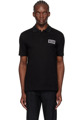 Versace Black Embroidered Logo Polo