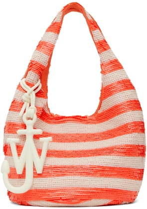 JW Anderson Orange & White Mini Sequin Shopper Bag