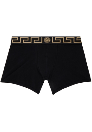 Versace Underwear Black Greca Border Long Boxers