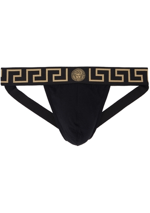 Versace Underwear Black Greca Border Jockstrap