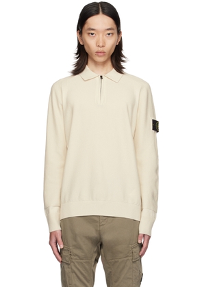 Stone Island Off-White Half-Zip Polo