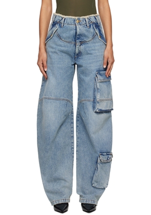 DARKPARK Blue Rosalind Barrel Leg Cargo Jeans