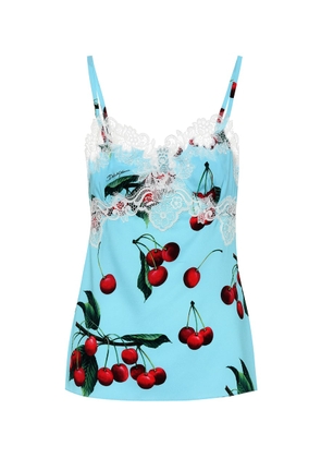 Dolce&Gabbana Cherry printed silk and lace camisole