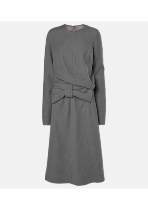 Maison Margiela Gathered cotton and wool midi dress