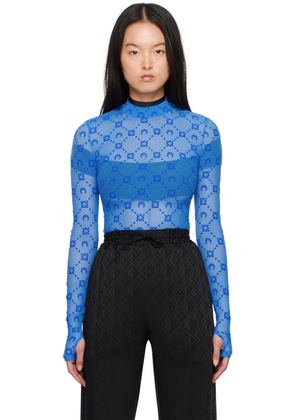 Marine Serre SSENSE Exclusive Blue Moonogram Second Skin Turtleneck