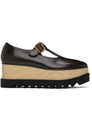 Stella McCartney Brown Sneak-Elyse T-Bar Platform Mary Jane Loafers