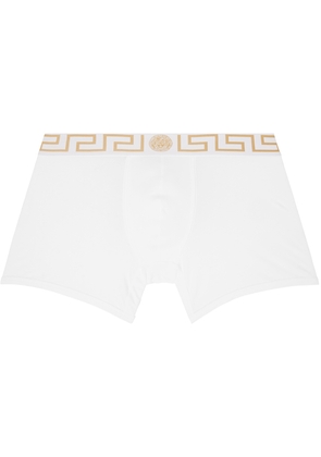 Versace Underwear White Greca Border Long Boxers