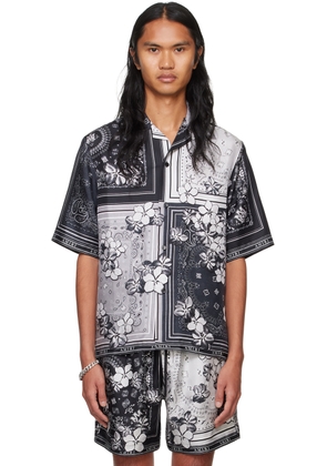 AMIRI Black Bandana Floral Bowling Shirt