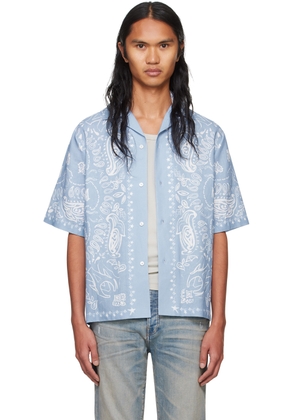 AMIRI Blue Bandana Watercolor Camp Shirt