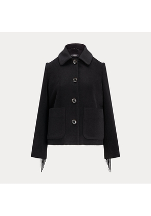 Fringe-Trim Wool-Blend Coat