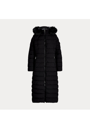 Faux-Fur-Trim Quilted Hooded Coat