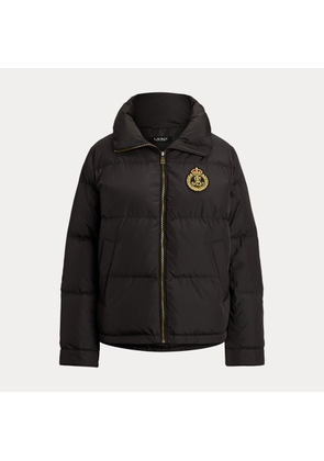 Crest-Patch Funnelneck Down Coat