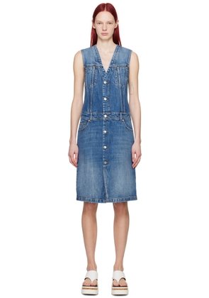 Stella McCartney Blue Paneled Denim Midi Dress