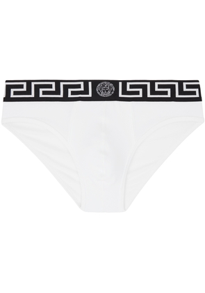 Versace Underwear White Greca Border Briefs