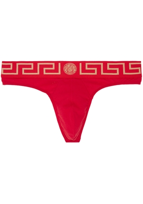 Versace Underwear Red Greca Border Thong