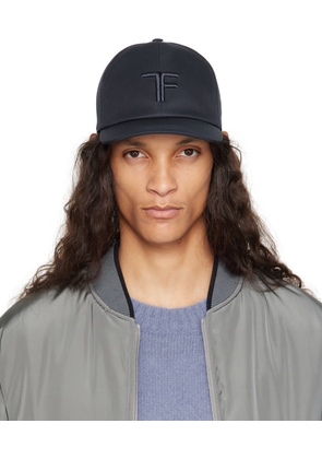 TOM FORD Navy Canvas & Smooth Leather Cap