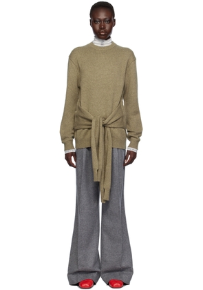 JW Anderson Khaki Draped Tie-Front Sweater