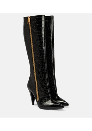 Tom Ford Croc-effect leather knee-high boots