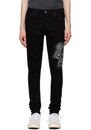 AMIRI Black MA Swirl Crystal Skinny Jeans