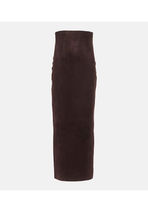 Khaite Loxley suede pencil skirt