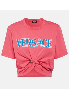 Versace Logo cotton cropped top