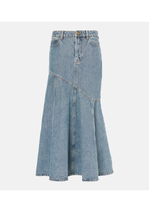 Zimmermann Illustration asymmetric denim midi skirt