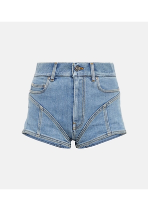 Mugler Spiral high-waisted denim shorts