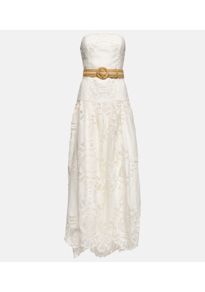 Zimmermann Vacay belted linen lace midi dress